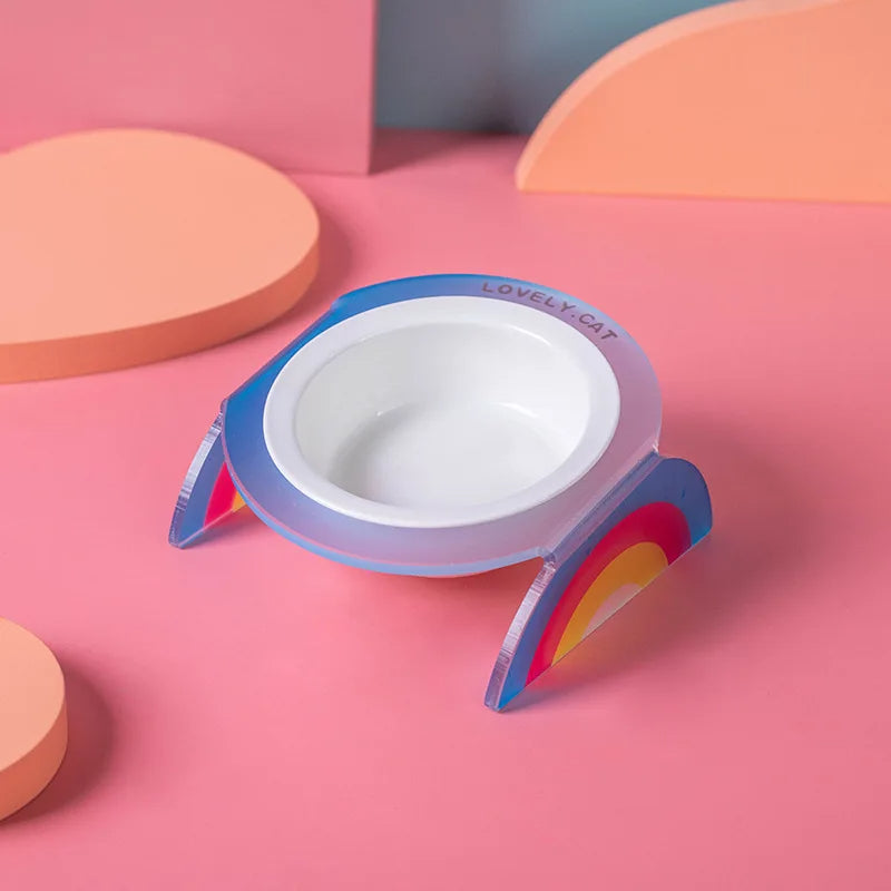 Cat Bowl Ceramic Double Bowl Water Bowl Grain Bowl High Leg Pet Bowl