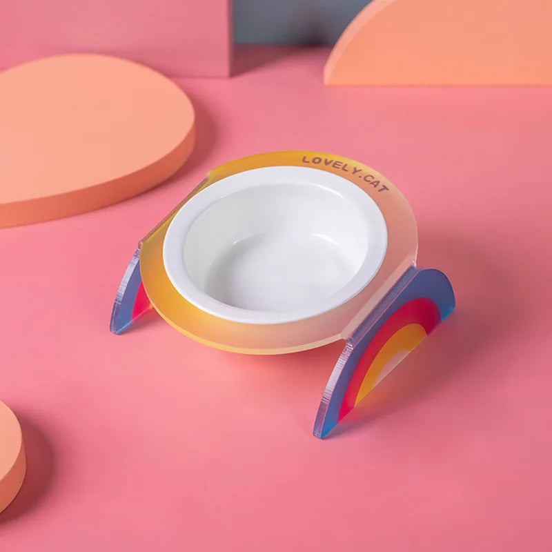 Cat Bowl Ceramic Double Bowl Water Bowl Grain Bowl High Leg Pet Bowl